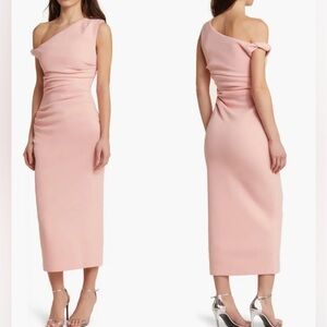 NWOT Misha Collection Alaska One Shoulder Cocktail Midi Dress sz M